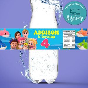 Bebefinn Birthday Water Bottle Label Template to Print at Home Instant Download