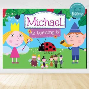 Ben and holly Birthday Backdrop Digital File Template Instant Download