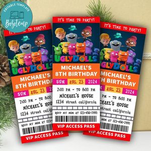 Ugly Dolls Ticket Invitation Customizable Template Instant Download