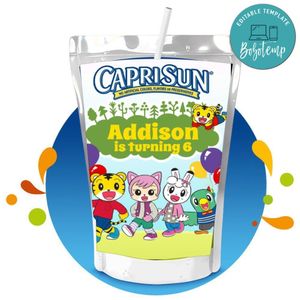 Shimajiro Capri Sun Birthday Labels Digital File Printable Instant Download