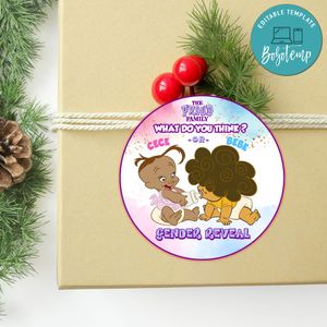 Bebe And Cece Proud Family Gender Reveal Circle Sticker Template Customizable To Print At Home Instant Download