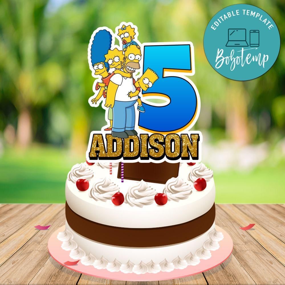 Simpson Cake Topper Template Printable Instant Download