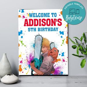 Chainsaw Birthday Welcome Sign Digital File Printable Instant Download