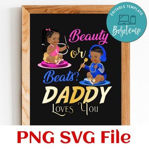 Beauty Or Beat Gender Reveal PNG file template