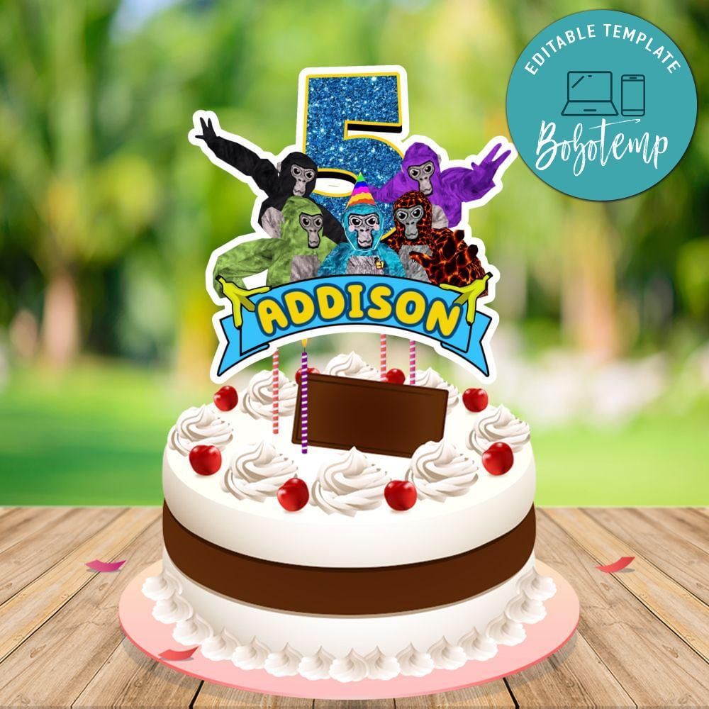 Gorilla Tag Cake Topper Template Printable Instant Download