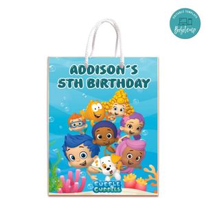 Bubble Guppies Gift Bag Label Template Printable Instant Download