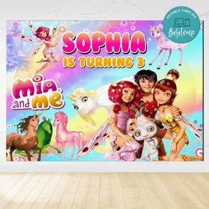 Mia and Me Birthday Backdrop Digital File Template Instant Download