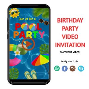 Pool party Video Invitation Digital Template Customizable Instant Download