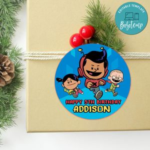 Xavier Riddle Circle Sticker Template Customizable to Print at Home Instant Download