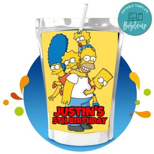 Simpson Capri Sun Birthday Labels Digital File Printable Instant Download
