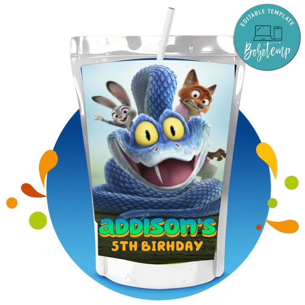 Zootopia 2 Capri Sun Birthday Label Digital File Printable Instant Download