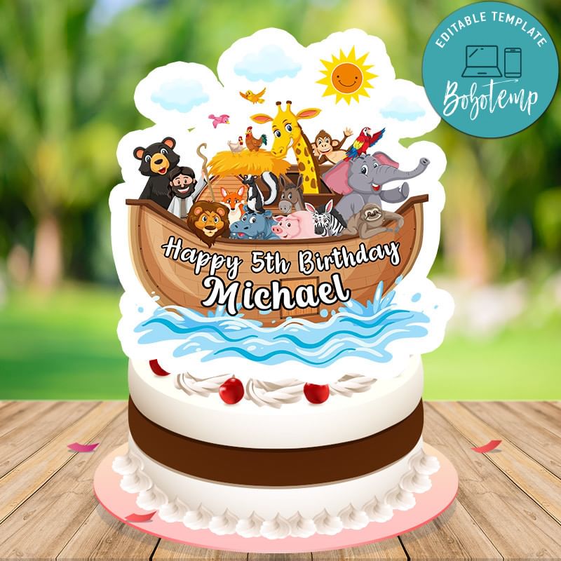 Noah ark Cake Topper Template Printable DIY Createpartylabels