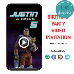 Lightyear Video Invitation Digital Template Customizable Instant Download