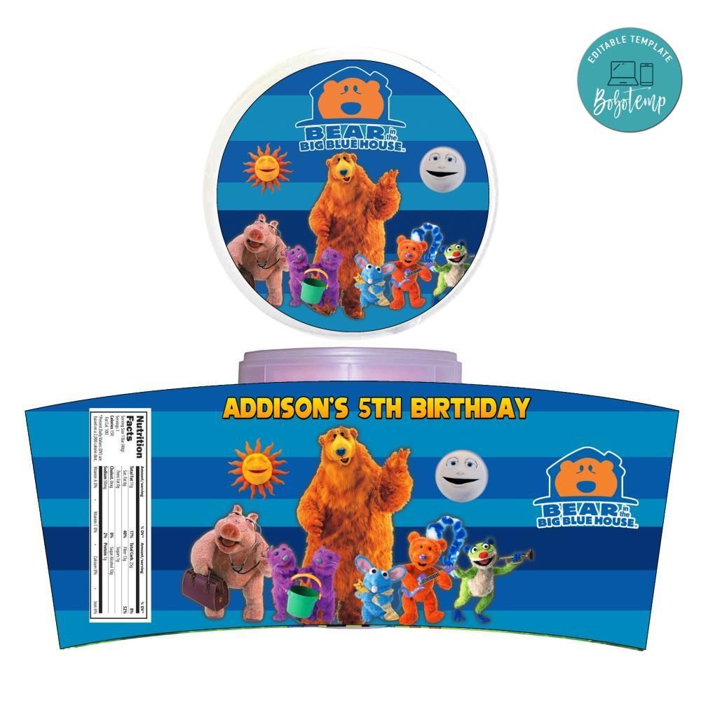 Bear In The Big Blue House Cotton Candy Label Template To Print At Home Instant Download