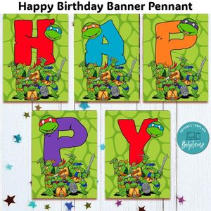 Ninja Turtle Banner Pennant Digital File Template Instant Download