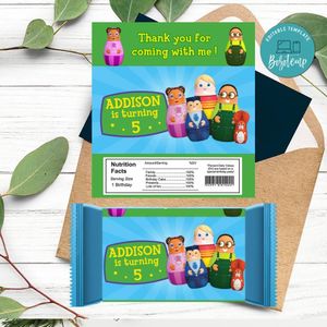 Higglytown heroes Candy bar Label Customizable Template Instant Download