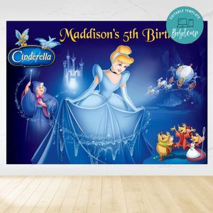 Cinderella Birthday Backdrop Digital File Template Instant Download