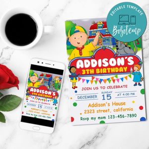 Caillou Invitation Customizable Template to Print at Home Instant Download