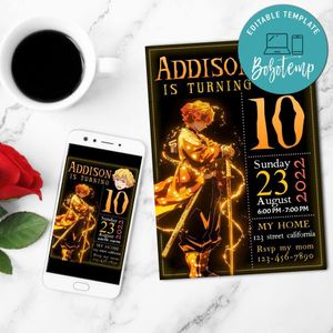 Zenitsu Mobile Invite Customizable Template Instant Download