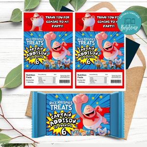 Captain underpants Rice Krispies Treats Template Printable Instant Download