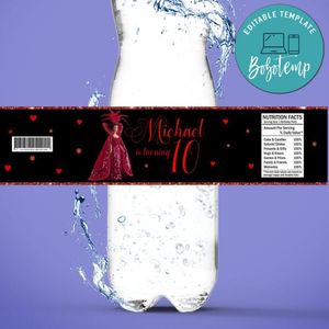 Barbie and queen of hearts Birthday Water Bottle Label Template to Print at Home Instant Download
