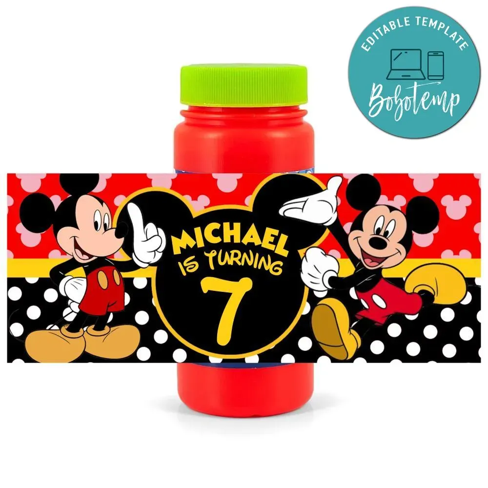 Mickey Mouse Bubbles Wrapper Template to Print at Home DIY | Bobotemp