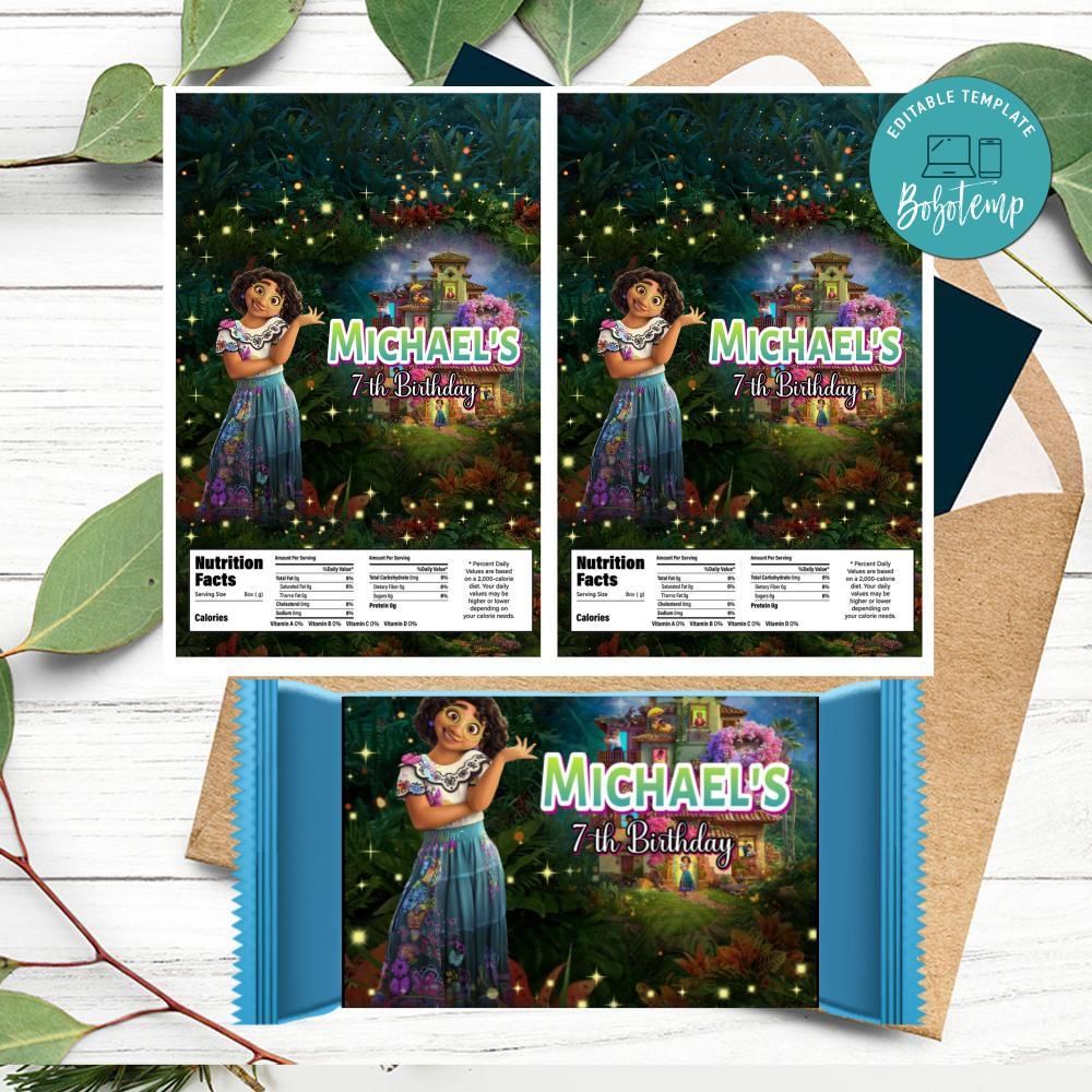 Encanto Candy Bar Wrapper Template Printable Instant Download Bobotemp