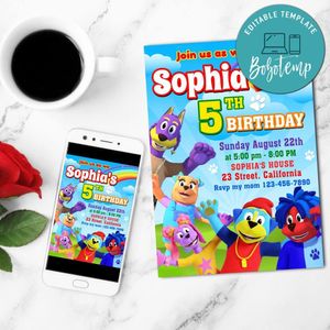 Doggyland Birthday Flyer Customizable Template to Print at Home Instant Download