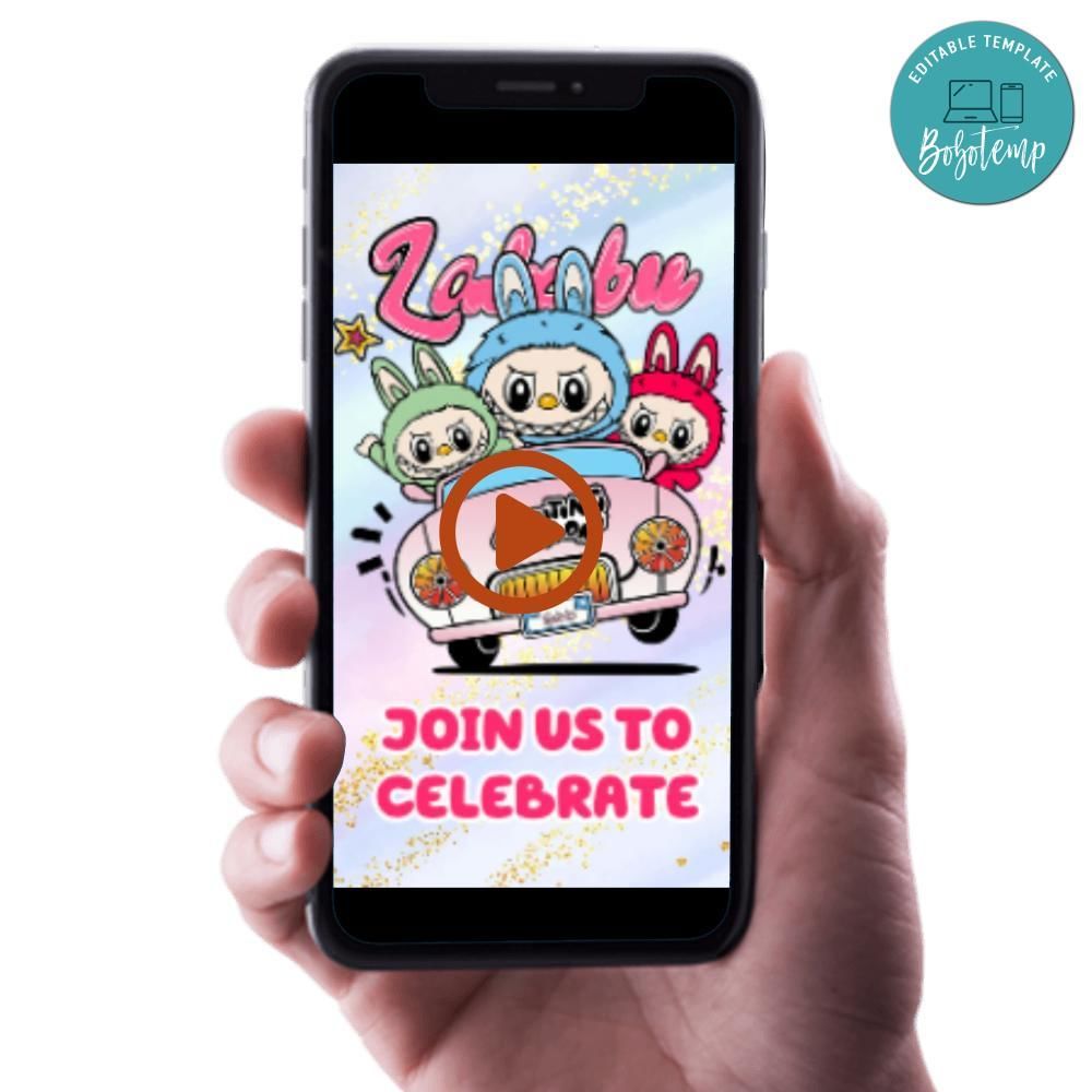 Labubu Video Invitation Digital Template Customizable Instant Download