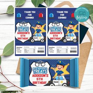 Police Rice Krispies Treats Template Printable Instant Download