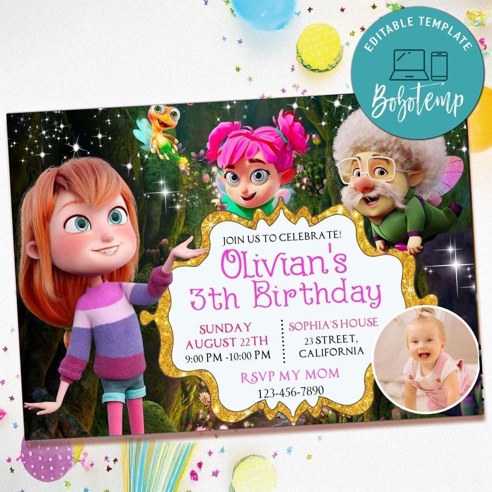 My Fairy Troublemaker Birthday Invitation with Photo Customizable Template to Print at Home Instant Download