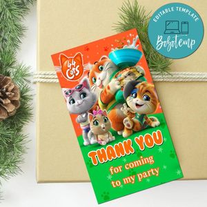 44 cats Thank you tag Customizable Template to Print at Home Instant Download