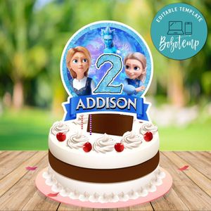 The Snow Queen And The Princess Cake Topper Template Printable Instant Download