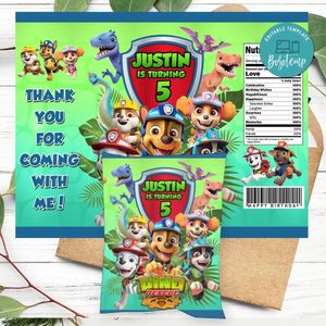 Dino rescue Birthday Party Chip Bag Digital File Printable Instant Download