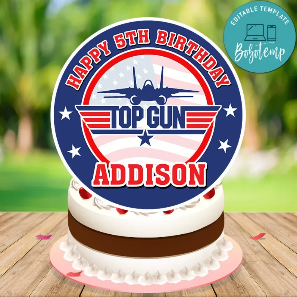 Top gun Birthday Cake Topper Template Printable Bobotemp