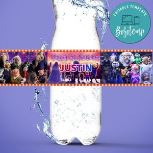 Sing 2 Birthday Water Bottle Label Template to Print at Home Instant Download