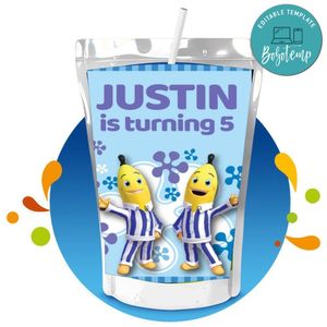 Bananas in pyjamas Capri Sun Birthday Labels Digital File Printable Instant Download