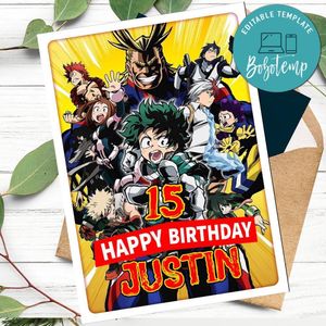 My Hero Academia Personalized Birthday Card