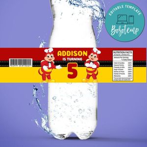 Jollibee Bottle Label Birthday Water Bottle Label Template to Print at Home Instant Download