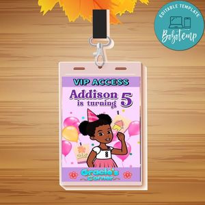 Gracie's corner vip access Customizable Template to Print at Home Instant Download