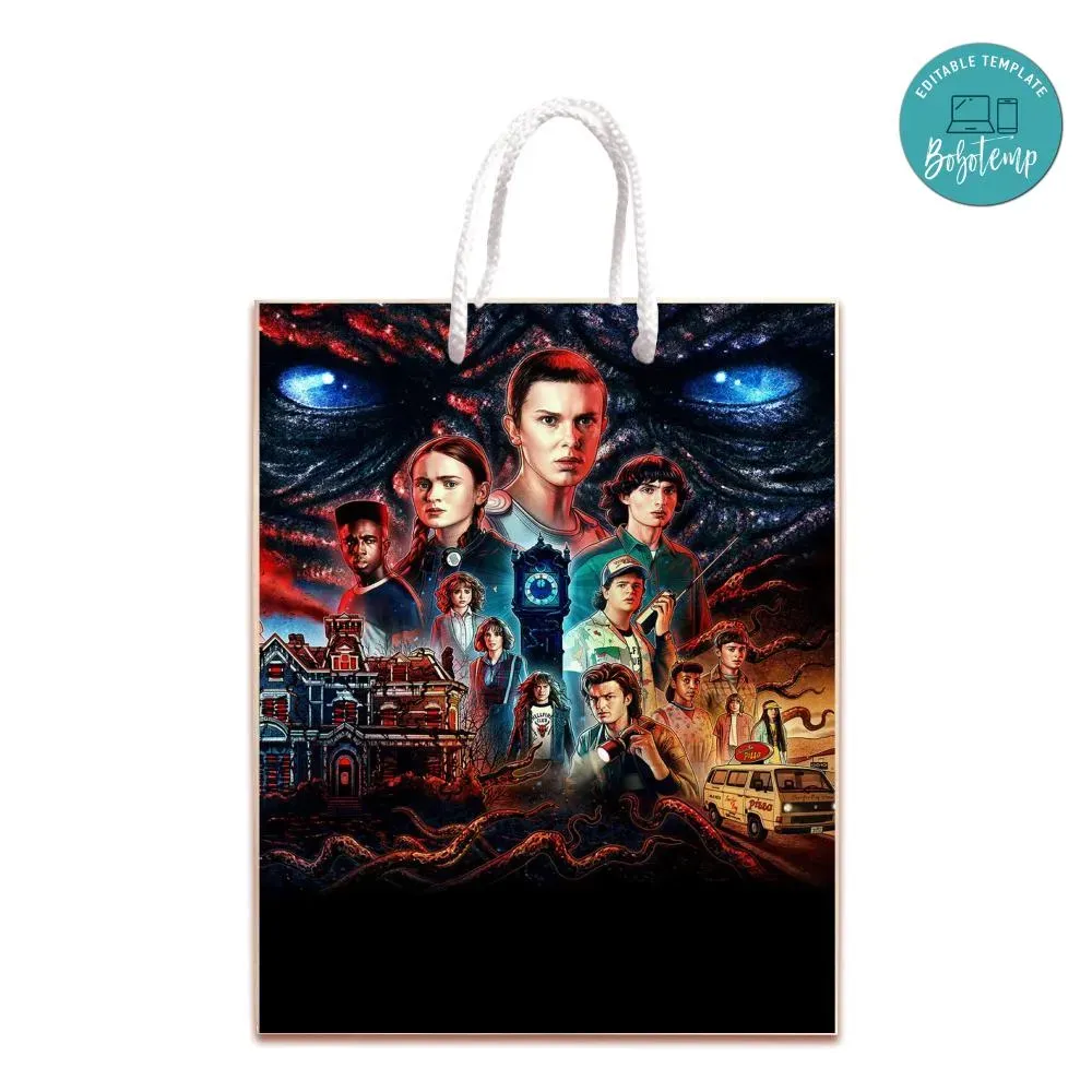 Stranger Things Season 4 Gift Bag Label Template Printable DIY | Bobotemp
