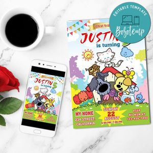 Woezel En Pip Birthday Mobile Invite Customizable Template Instant Download