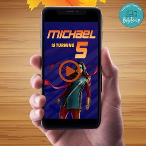 Ms. Marvel Birthday Video Invitation Digital Template Customizable Instant Download