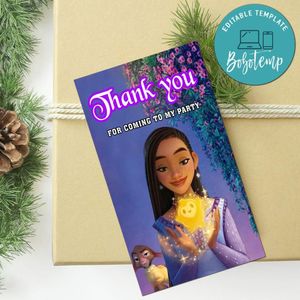Wish Disney Thank you tag Customizable Template to Print at Home Instant Download