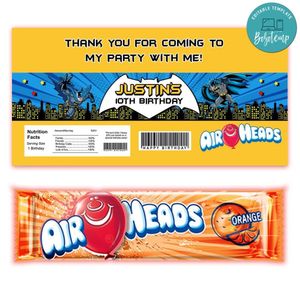 Batman Airhead Candy Wrapper Template Printable Instant Download