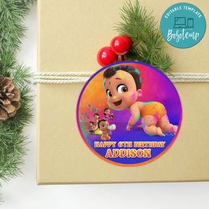 Mighty Little Bheem Circle Sticker Template Customizable to Print at Home Instant Download