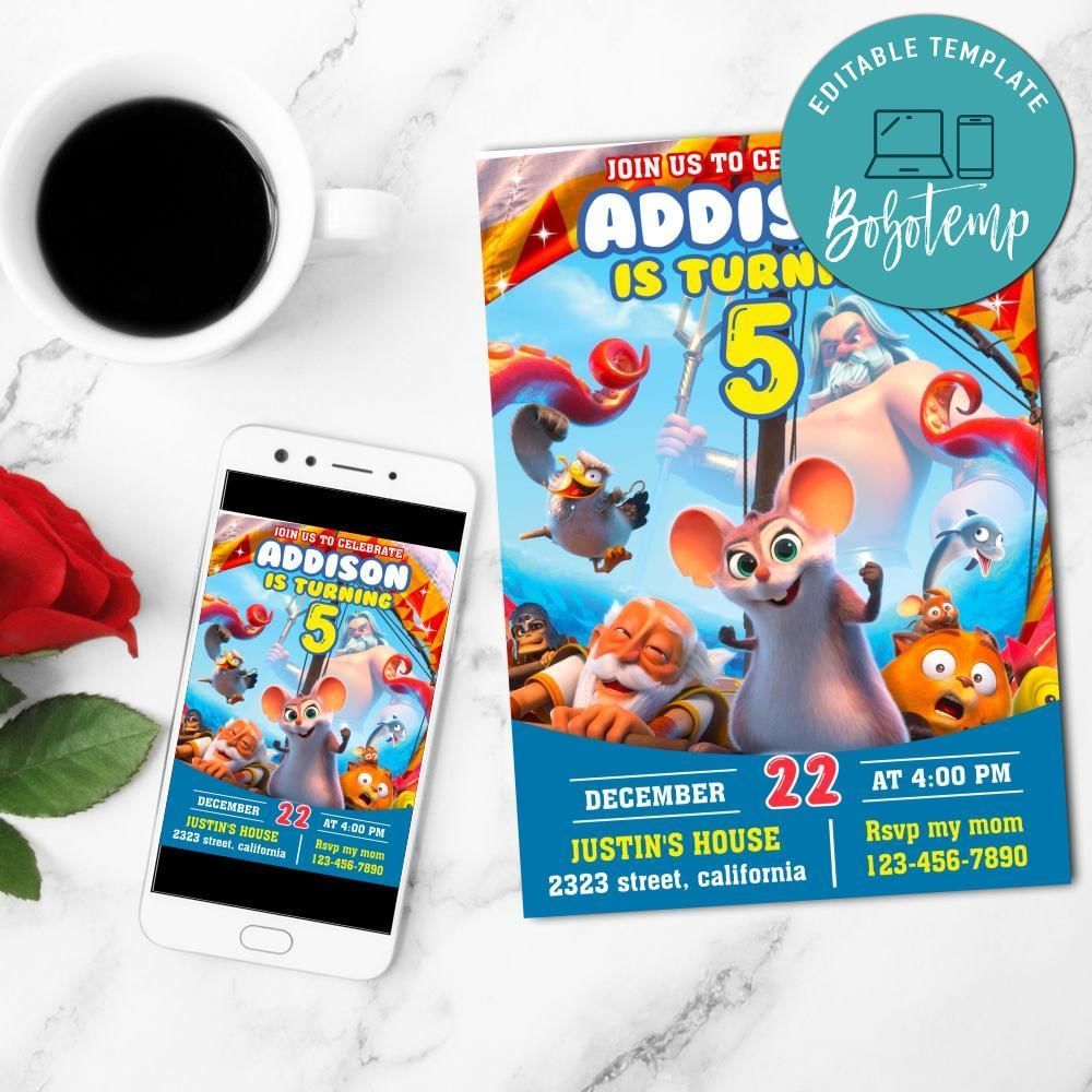 Epic Tails Invitation Customizable Template to Print at Home Instant Download