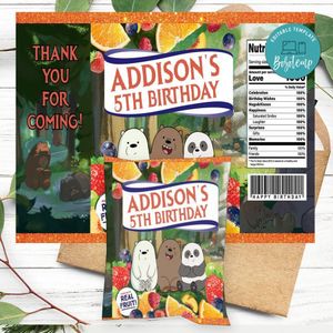 We Bare Bears Birthday Party Fruit Snack Bag Digital File Printable Instant Download
