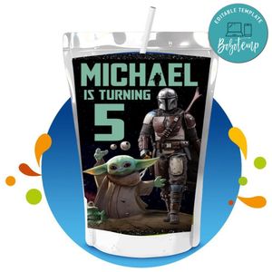 Mandalorian Capri Sun Birthday Labels Digital File Printable Instant Download