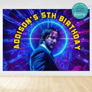 John Wick Birthday Backdrop Digital File Template Instant Download